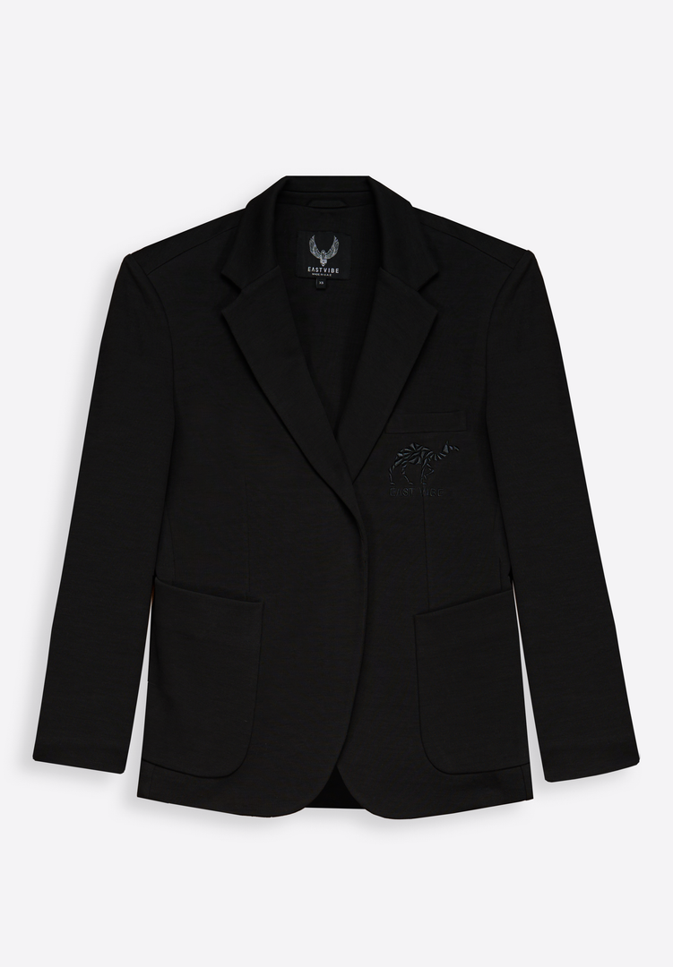 Classic Black Cotton Blazer - East Vibe