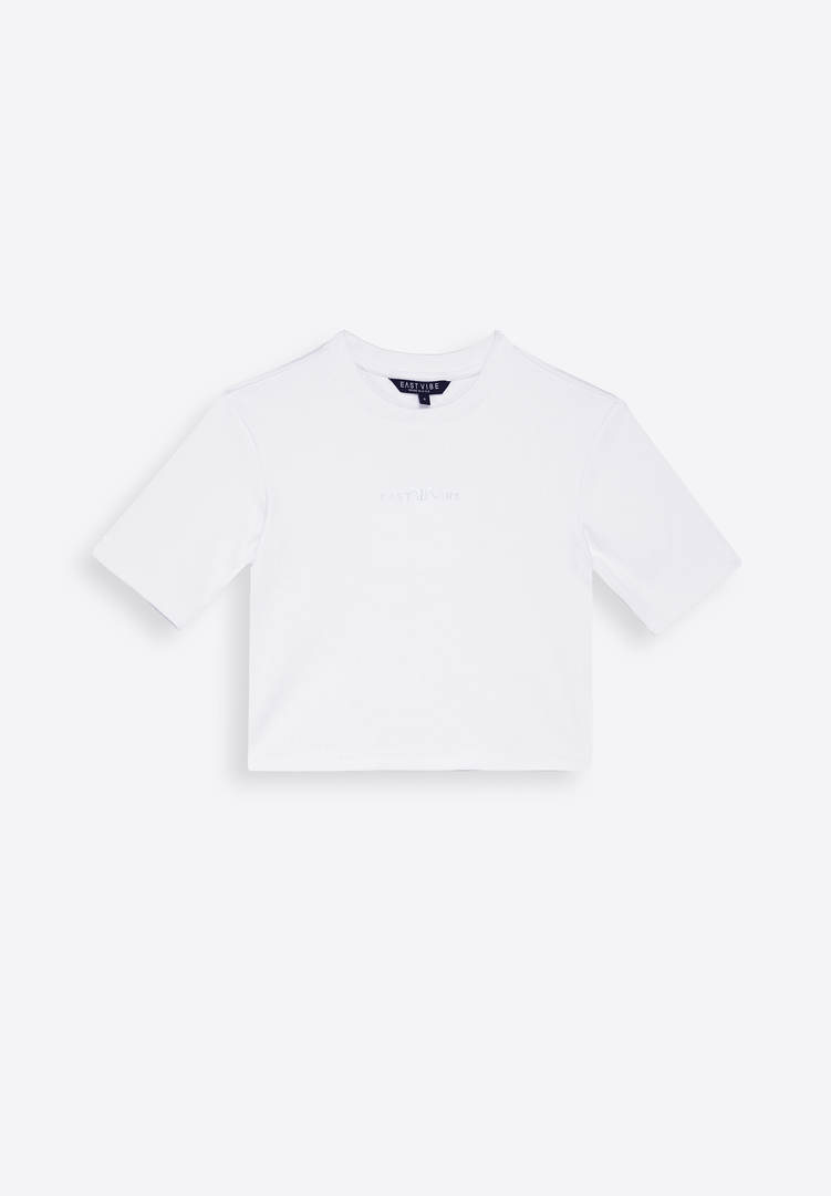 White Short Sleeve Crop Top