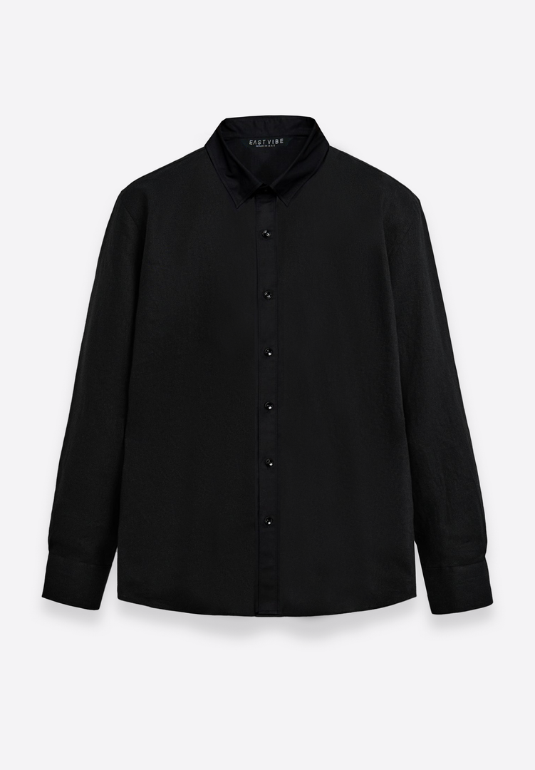 Formal Black Cotton Men Shirt