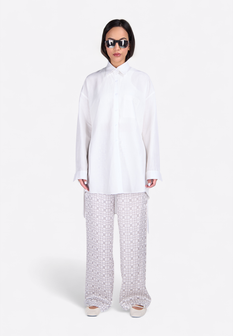 Fabric Belted Linen Shirt - East Vibe