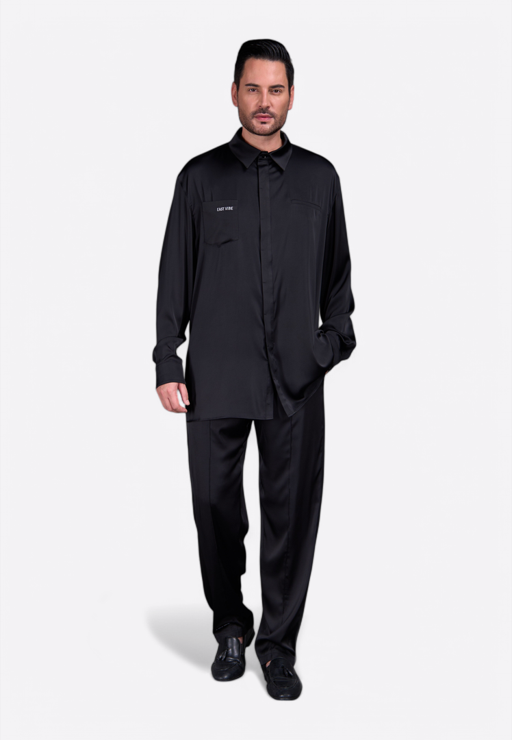 Black Silk Shirt for Men
