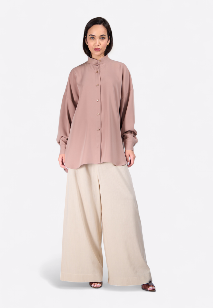 Classic Long-Sleeve Beige Shirt - East Vibe