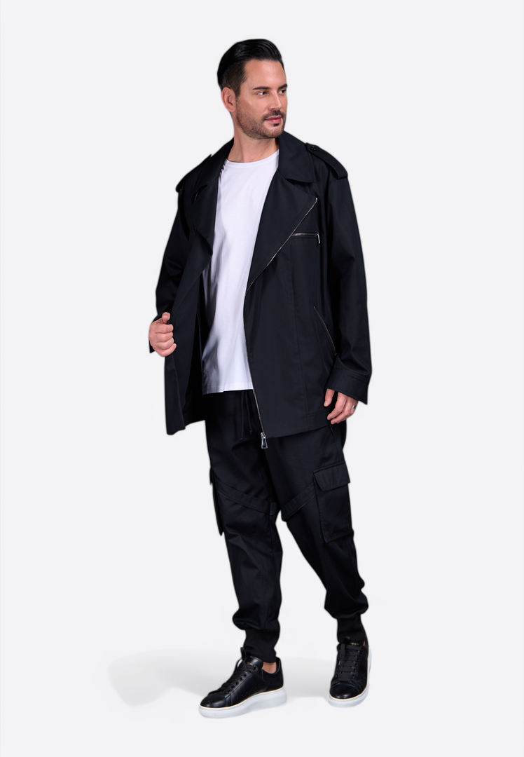 Black Cotton Men Trousers