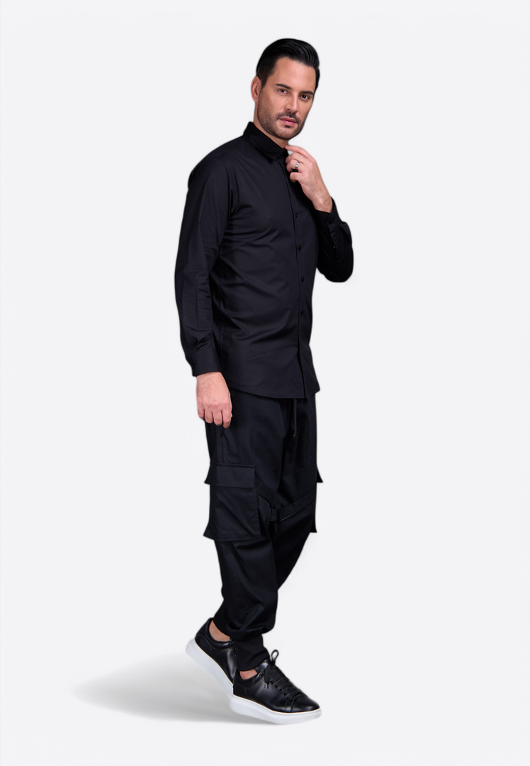 Formal Black Cotton Men Shirt