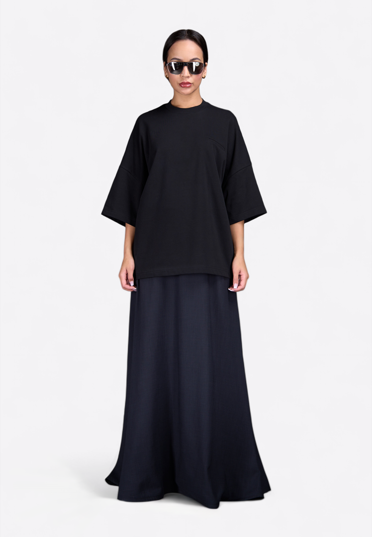 Crewneck Oversized T-Shirt with Tassel Detail
