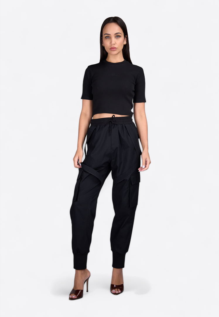 Black Short Sleeve Crop Top - East Vibe