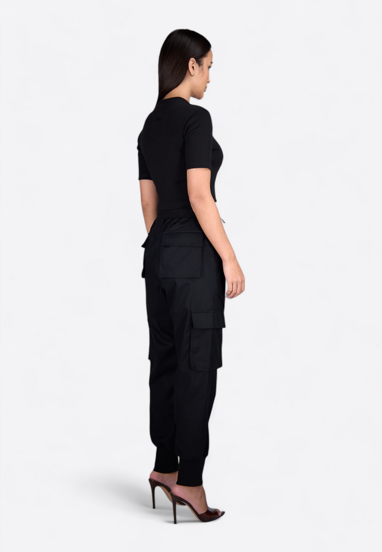 Black Short Sleeve Crop Top - East Vibe