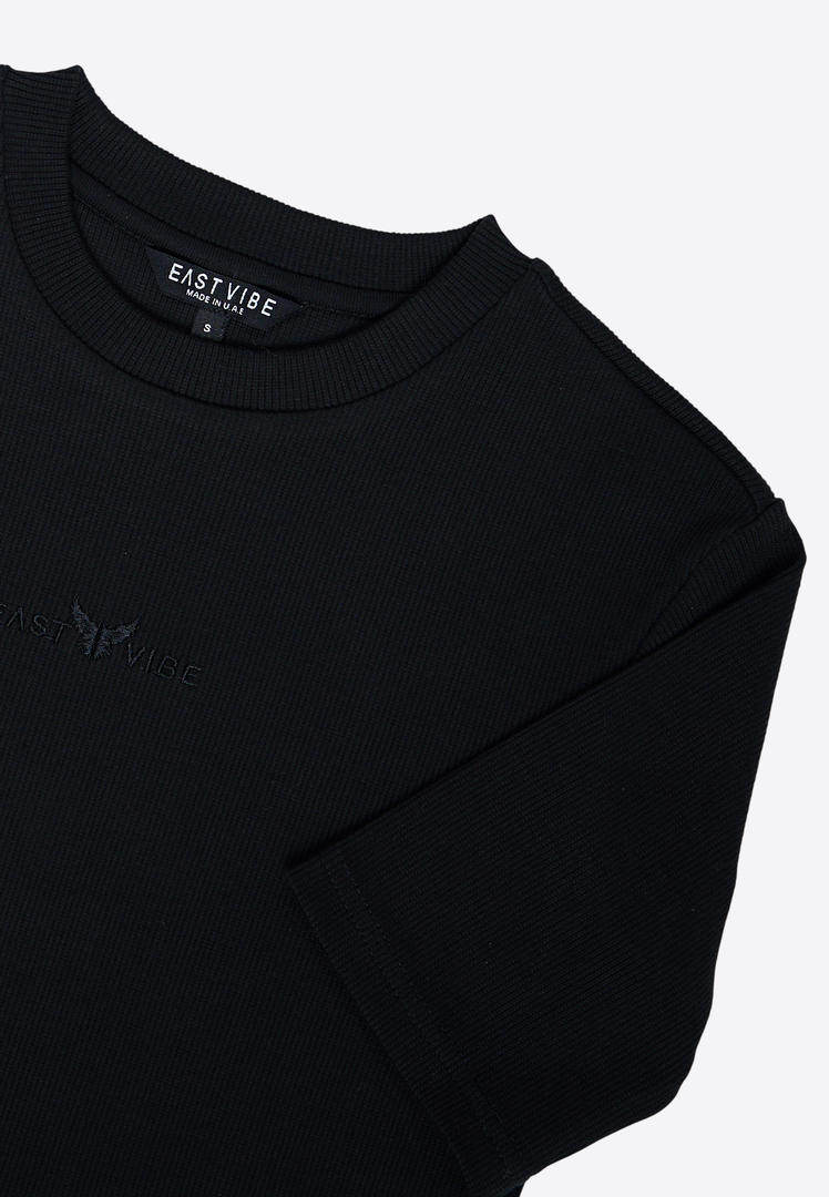Black Short Sleeve Crop Top - East Vibe