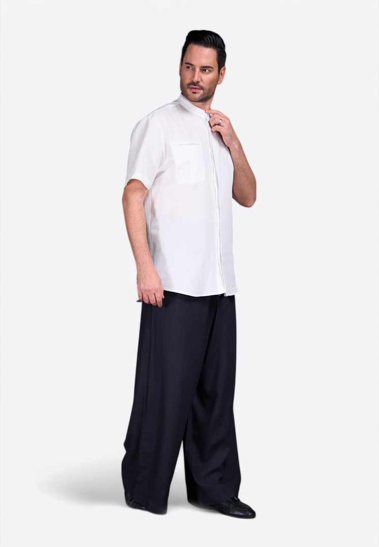 Short Sleeve Off-White Linen Shirt - East Vibe