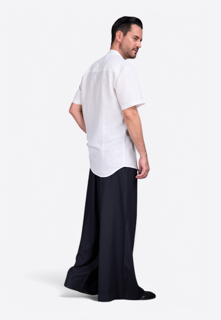 Short Sleeve Off-White Linen Shirt - East Vibe