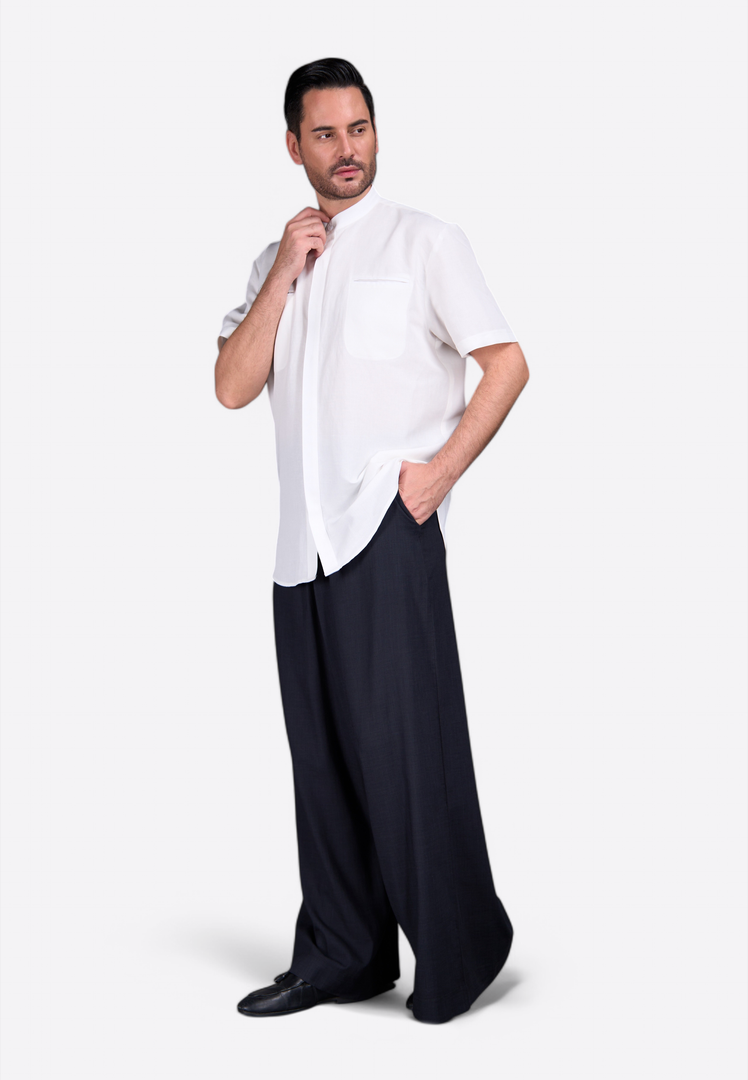 Short Sleeve Off-White Linen Shirt - East Vibe