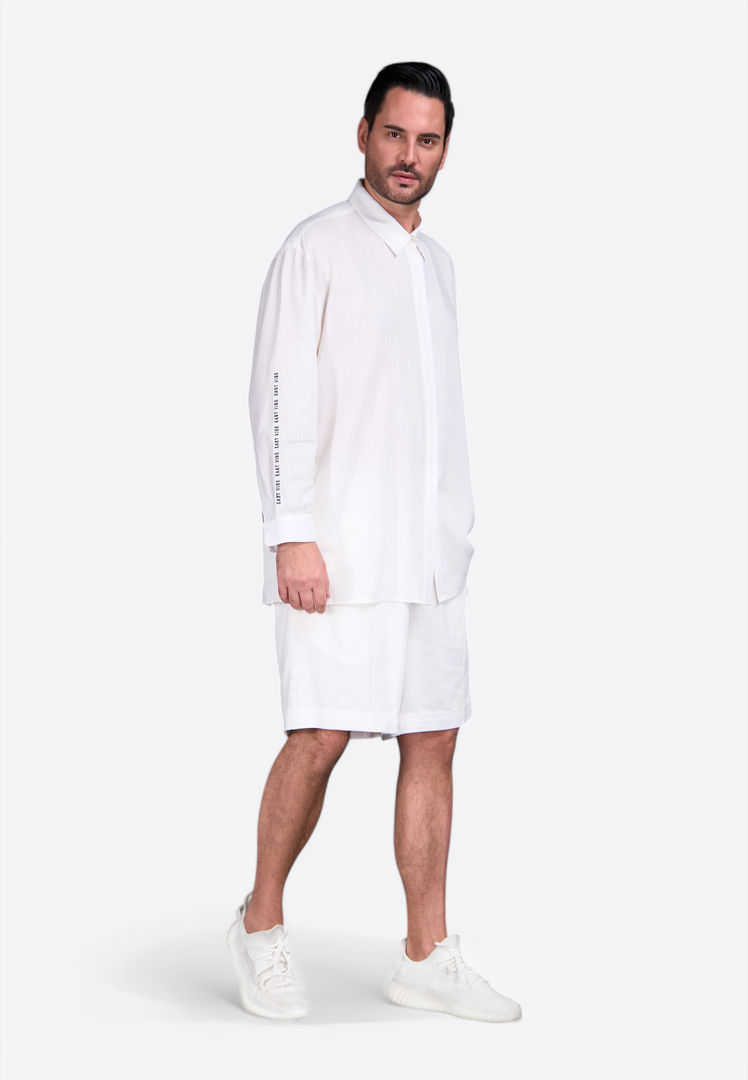 Classic Off-White Linen Men's Shorts - East Vibe