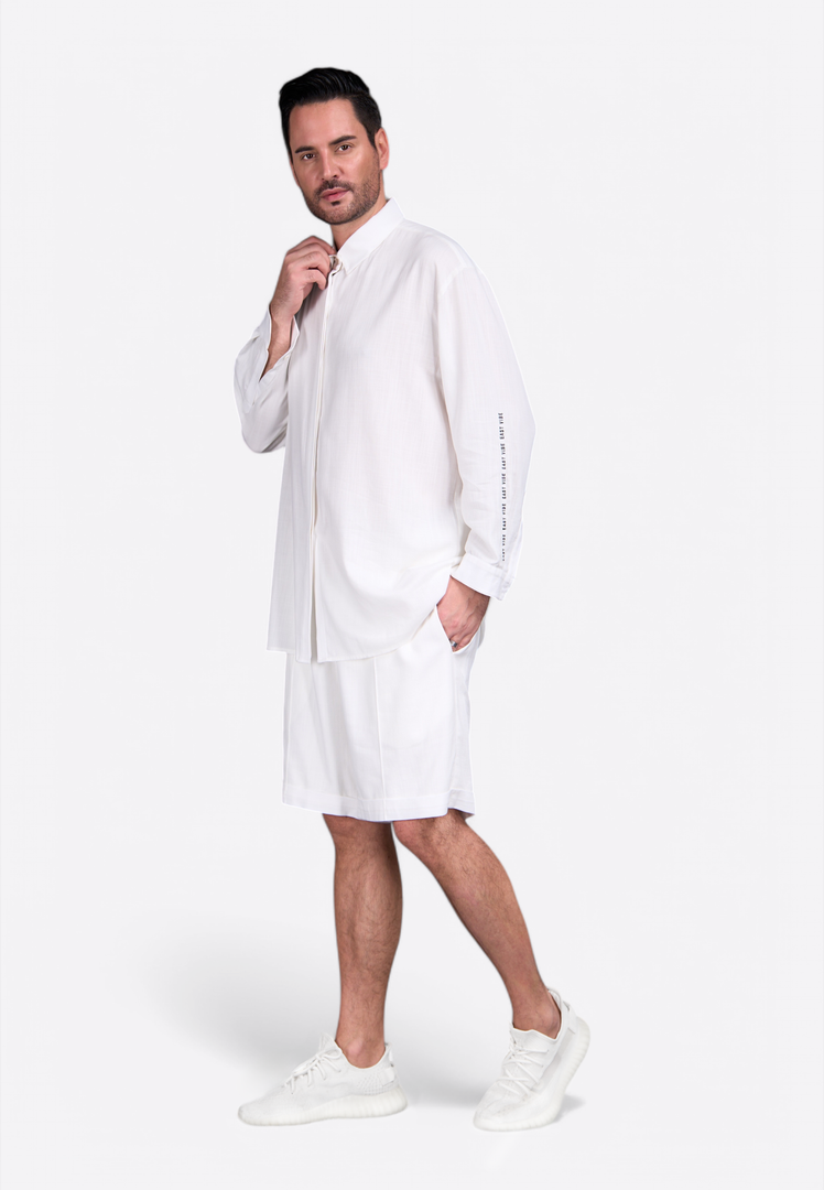 Classic Off-White Linen Men's Shorts - East Vibe