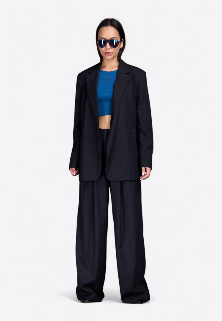 Black Blazer with Notch Lapel - East Vibe