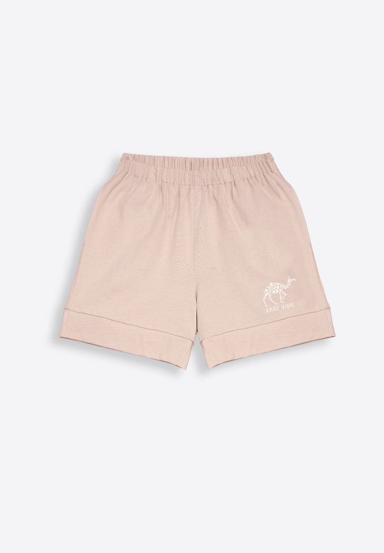 Beige High Waist Shorts