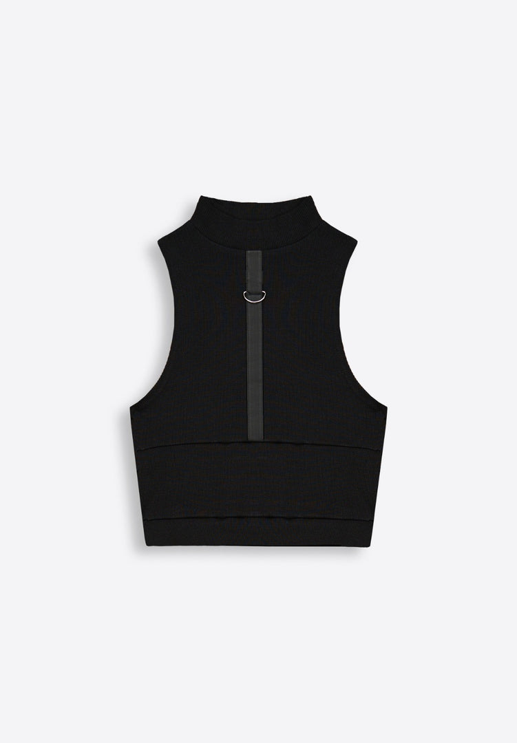 Sleeveless High-Neck Crop Top - East Vibe