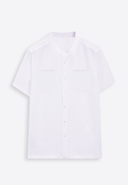Short Sleeve Off-White Linen Shirt - East Vibe