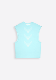 Falcon sleeveless Tiffany vest on plain background, front view – East Vibe
