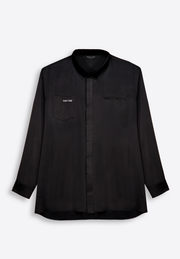Black silk men's shirt with tailored fit by East Vibe