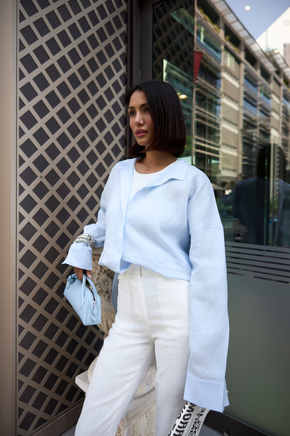 Celestia Blue Linen Oversized Shirt