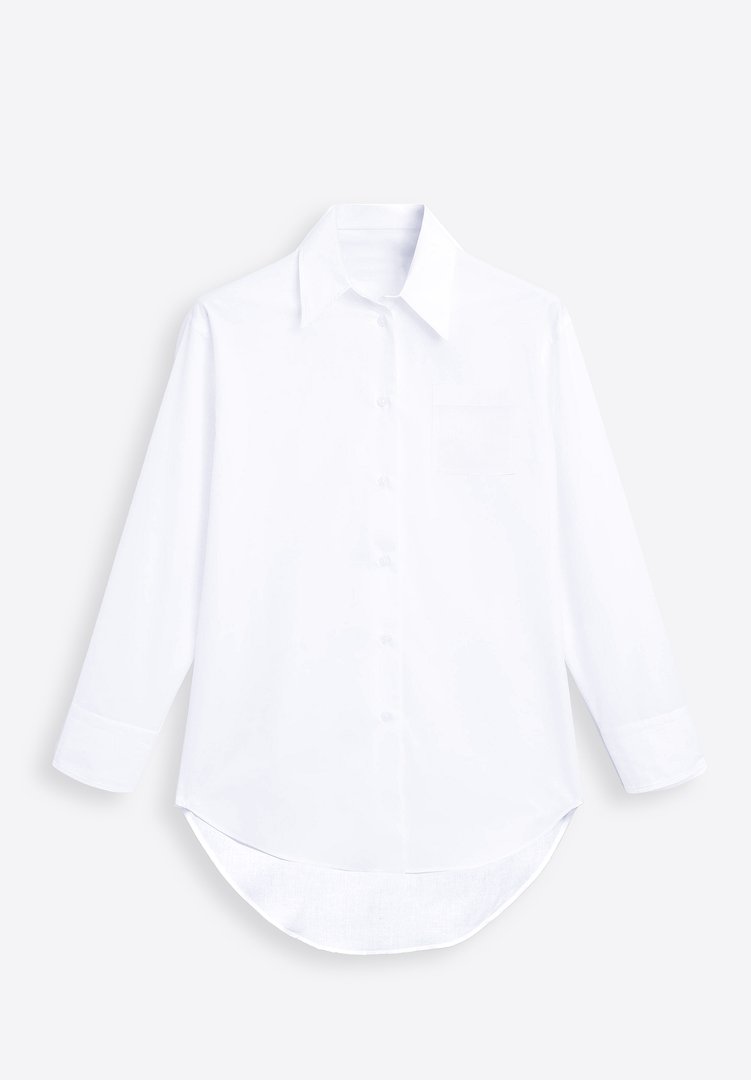Oversized Leather Belted White Shirt