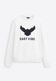 EV Monogram White Cotton Sweatshirt - East Vibe