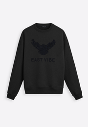 Falcon Embroidery Black Men Cotton T-Shirt - East Vibe