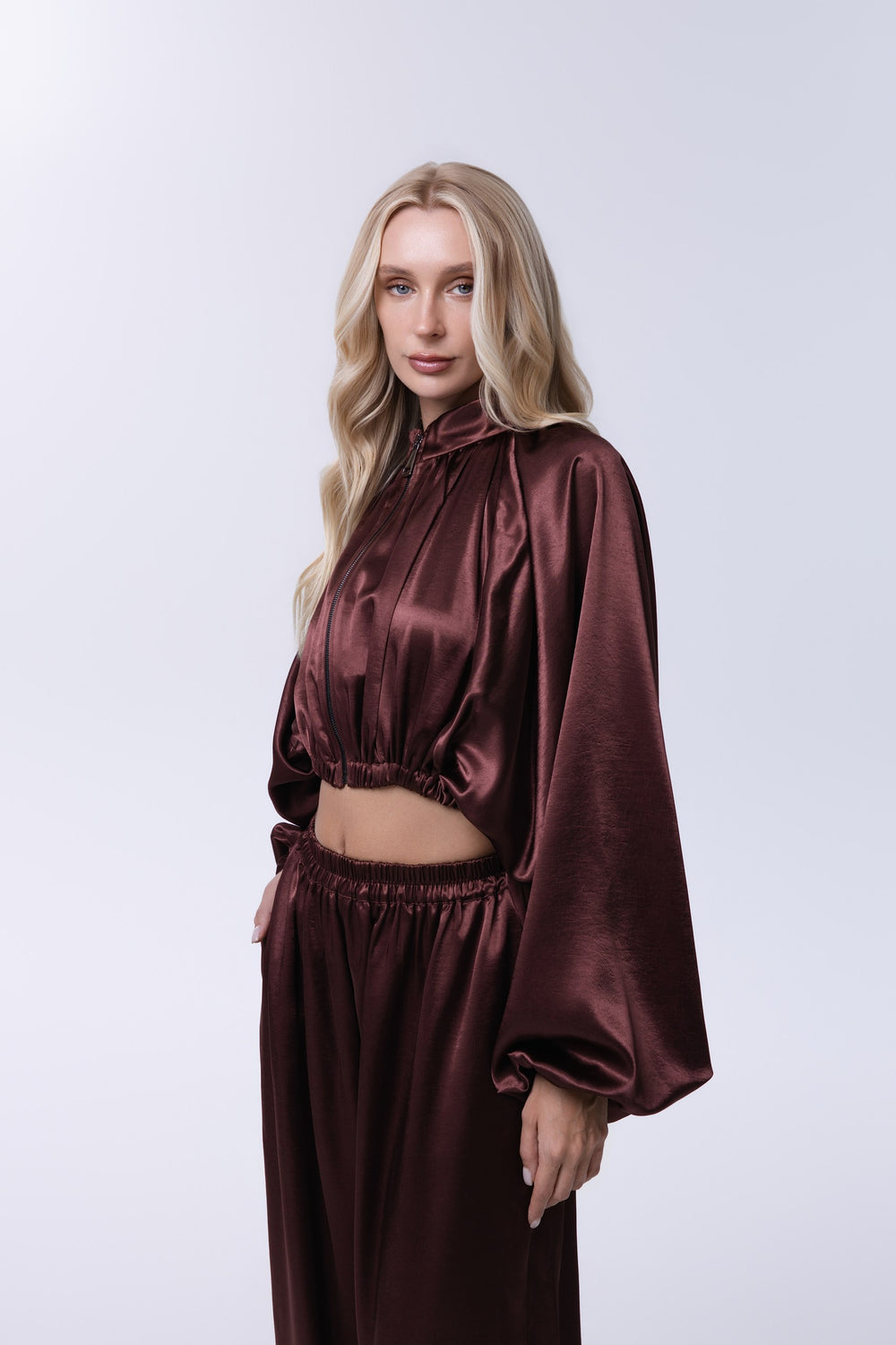 Cocoa Élan Satin Zip Jacket