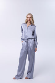 Celestine Silver Blue Satin Shirt