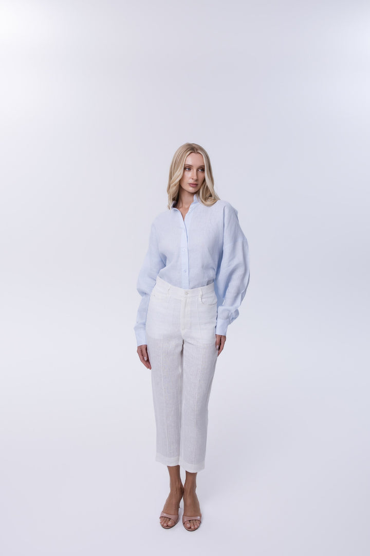 Celestia Blue Linen Oversized Shirt