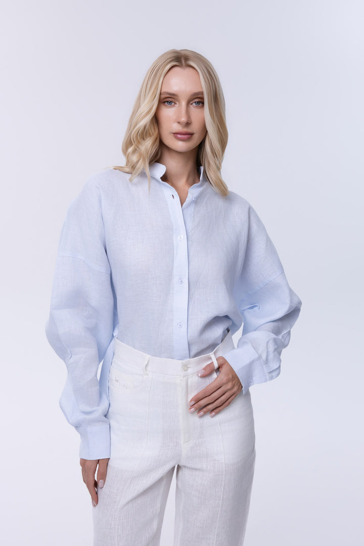 Celestia Blue Linen Oversized Shirt