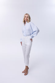 Celestia Ivory Linen Straight-Leg Trousers