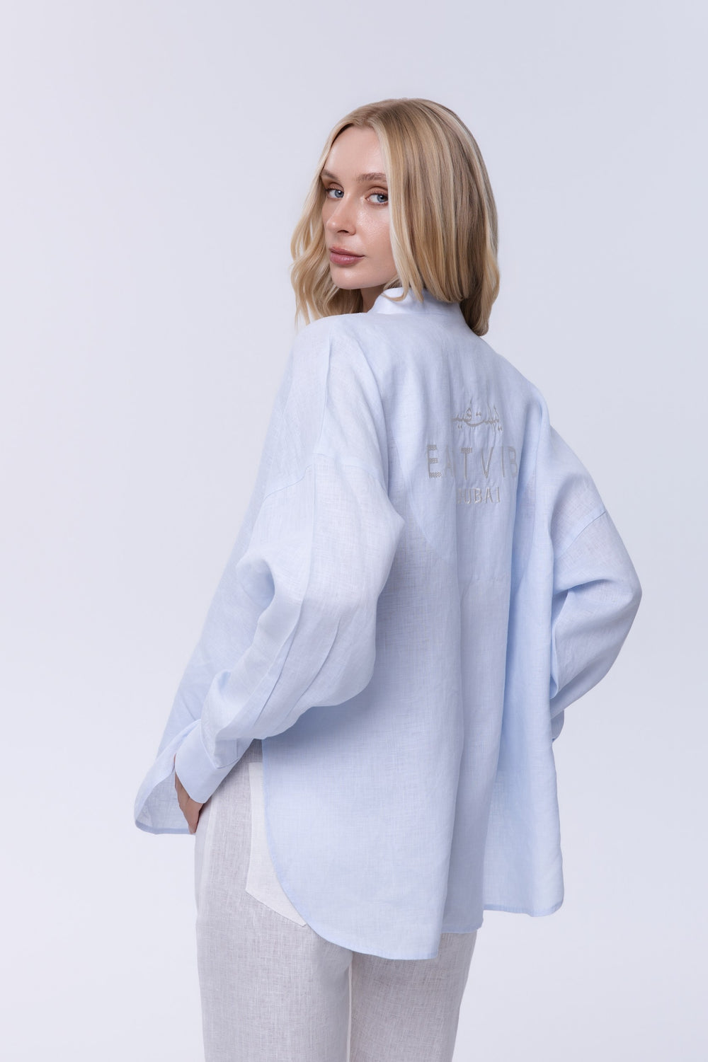Celestia Blue Linen Oversized Shirt