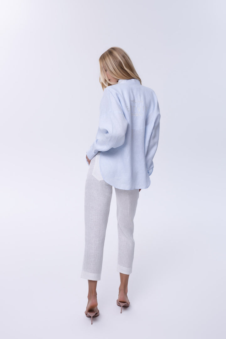 Celestia Blue Linen Oversized Shirt
