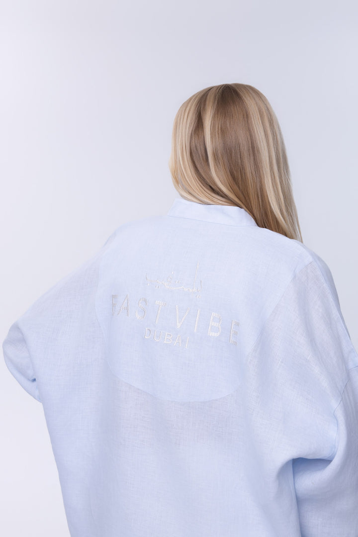 Celestia Blue Linen Oversized Shirt