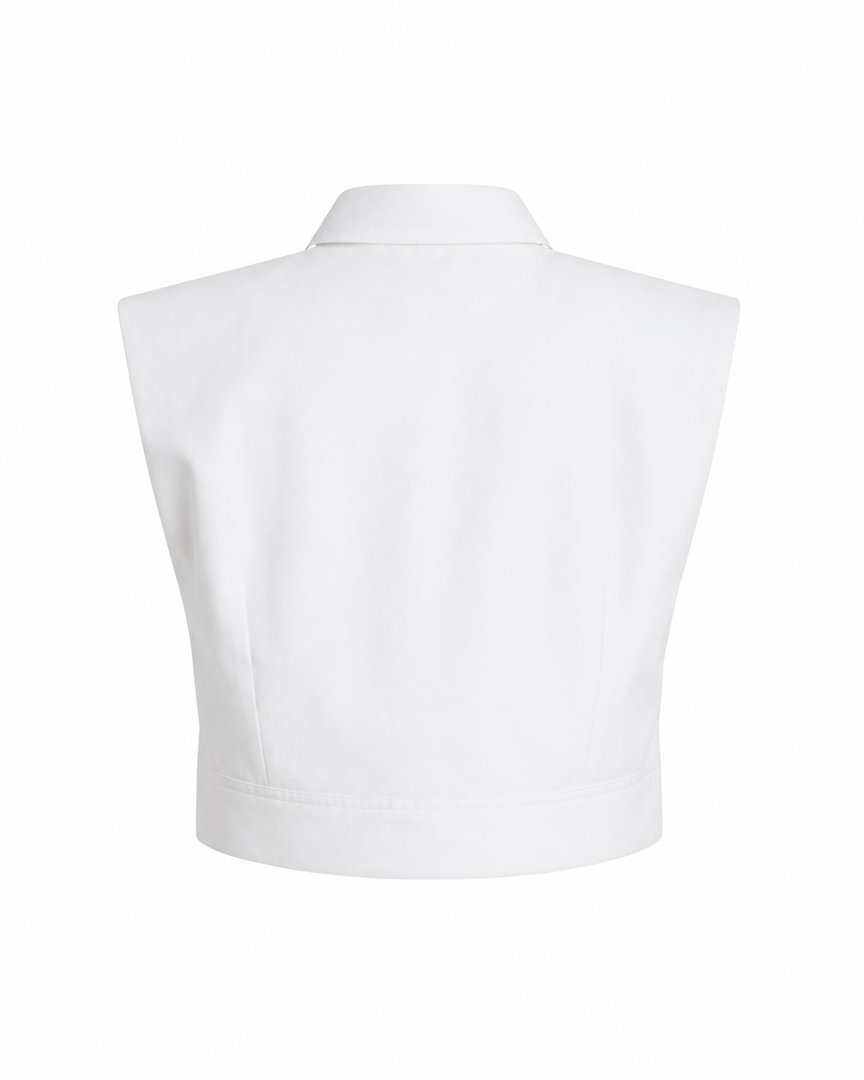 White sleeveless top on a white background