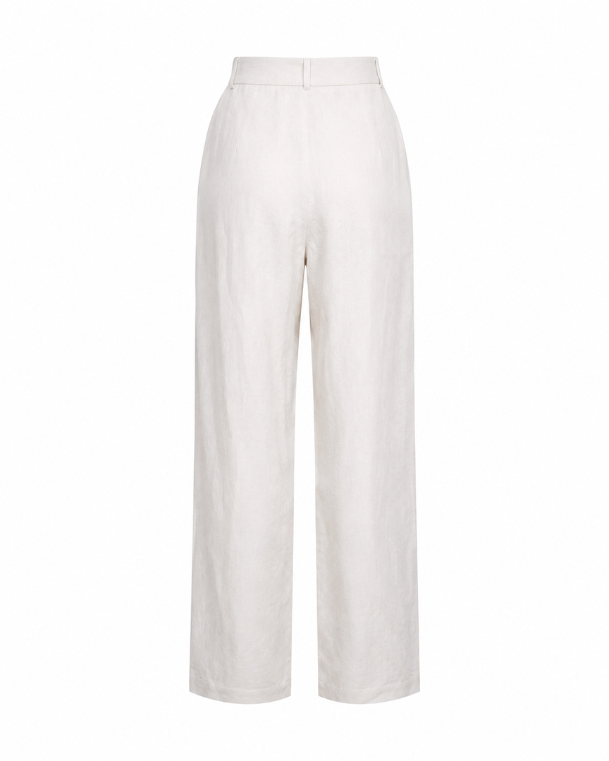 White wide-leg pants on a white background