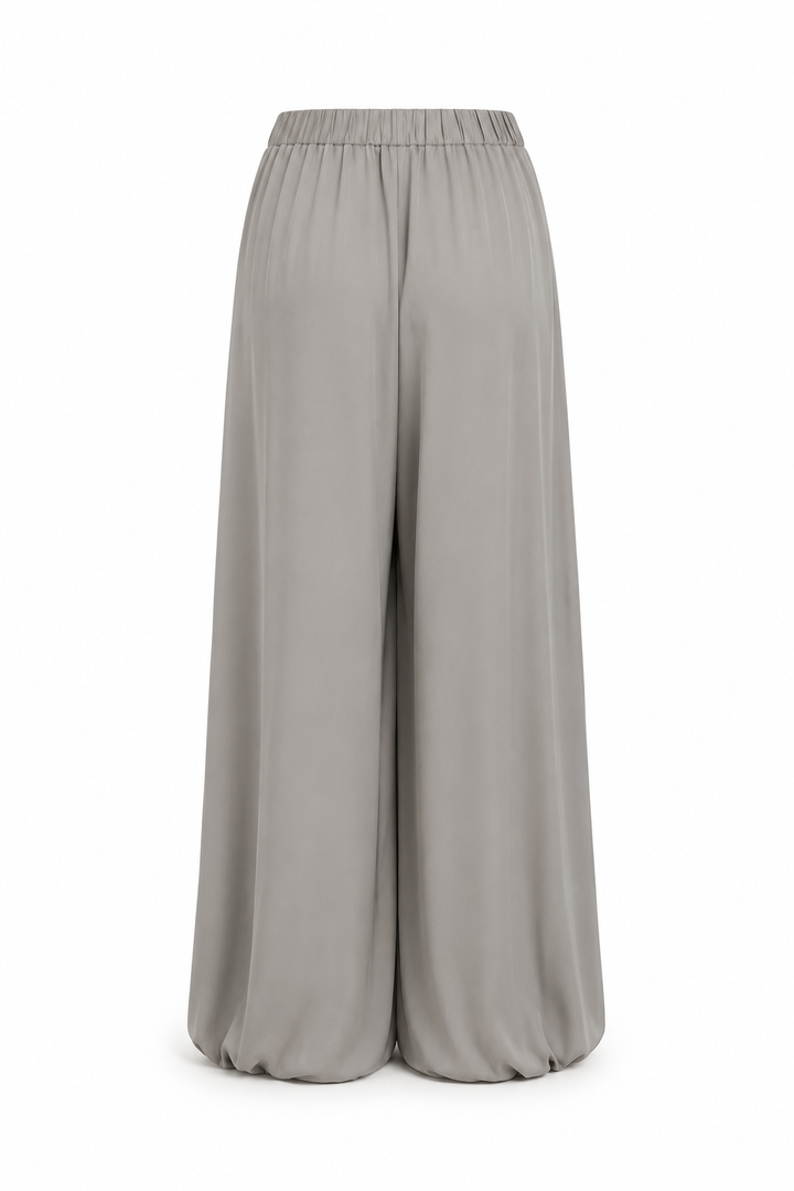 Gray wide-leg pants on a white background