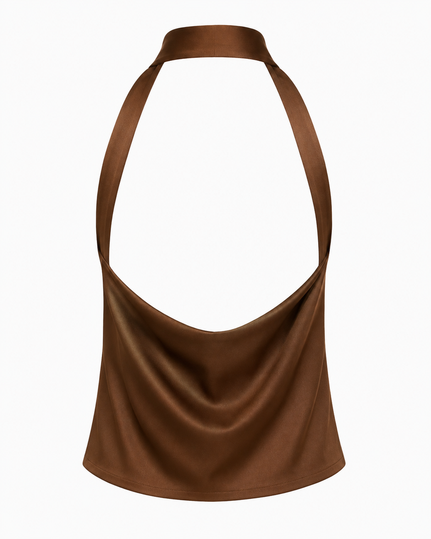 Brown halter top on a white background
