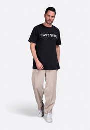 Beige linen trousers with tailored fit by East Vibe