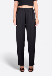 Front view of formal black trousers for women by East Vibe
