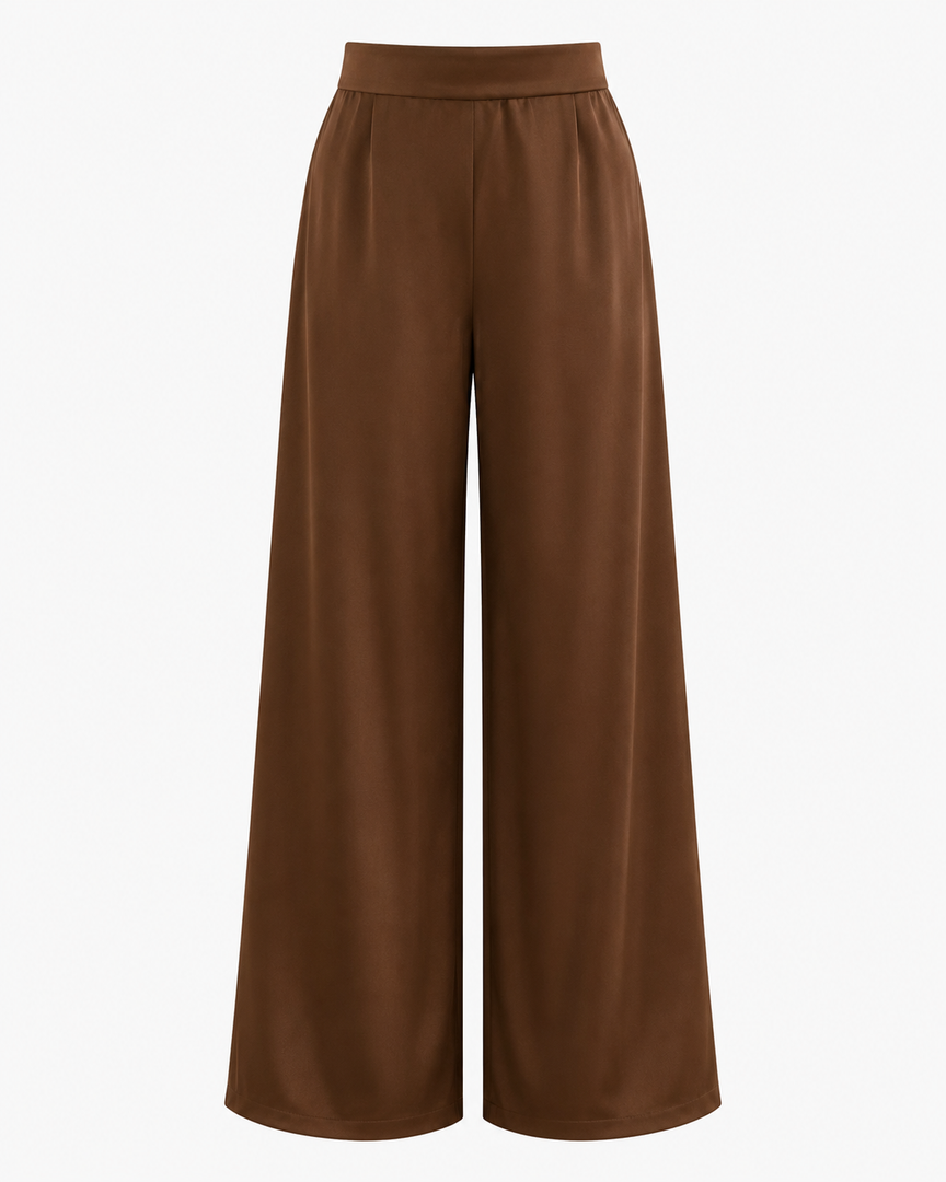 Brown wide-leg pants on a white background