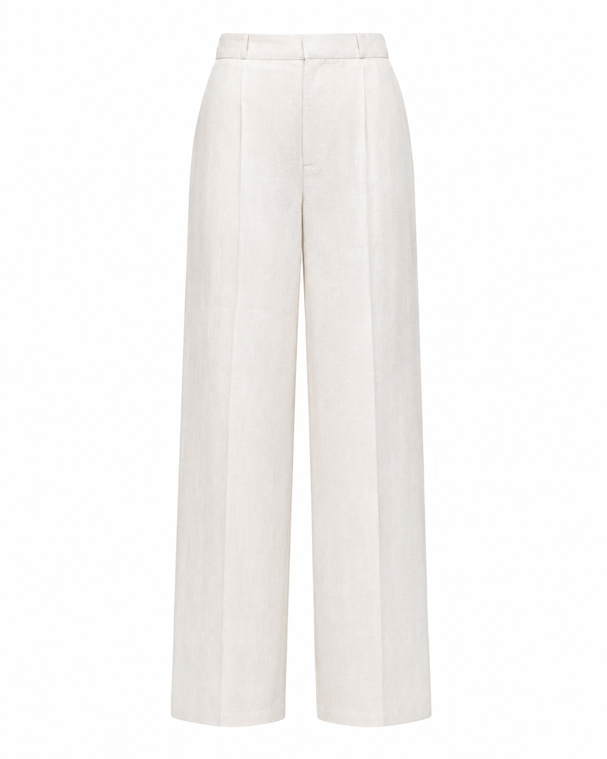 White wide-leg pants on a white background