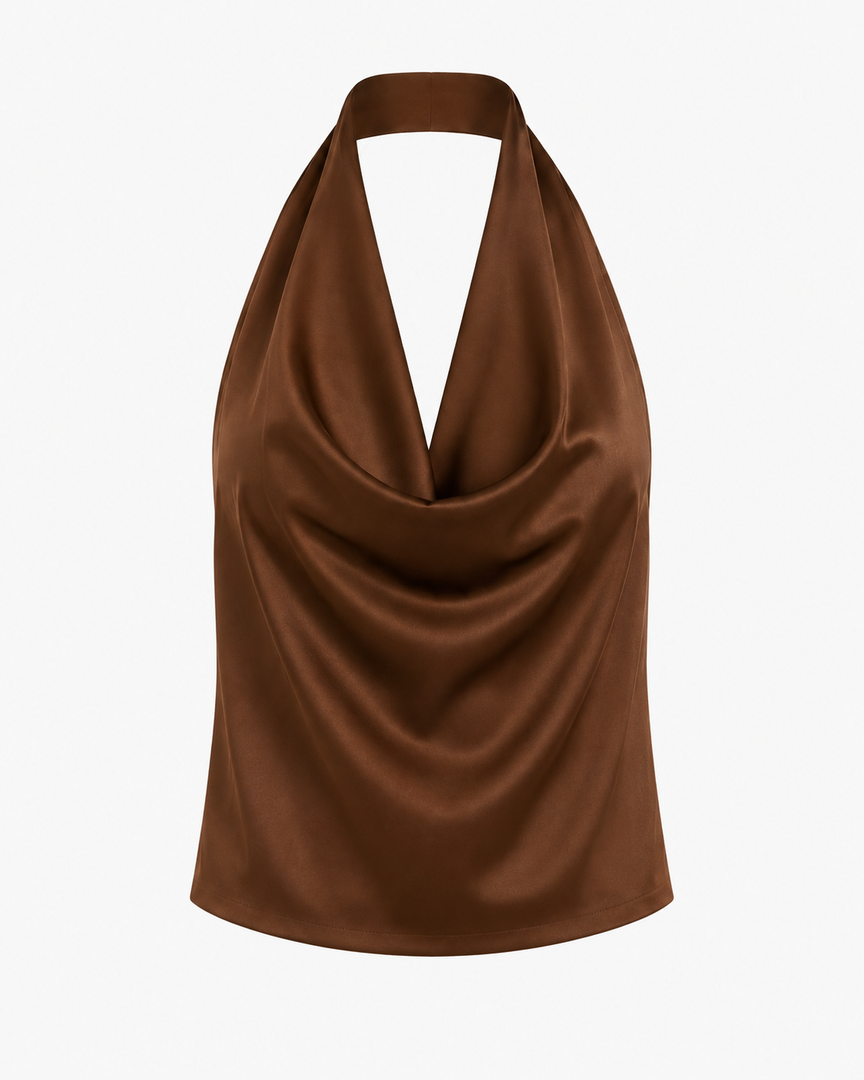 Brown halter top on a white background