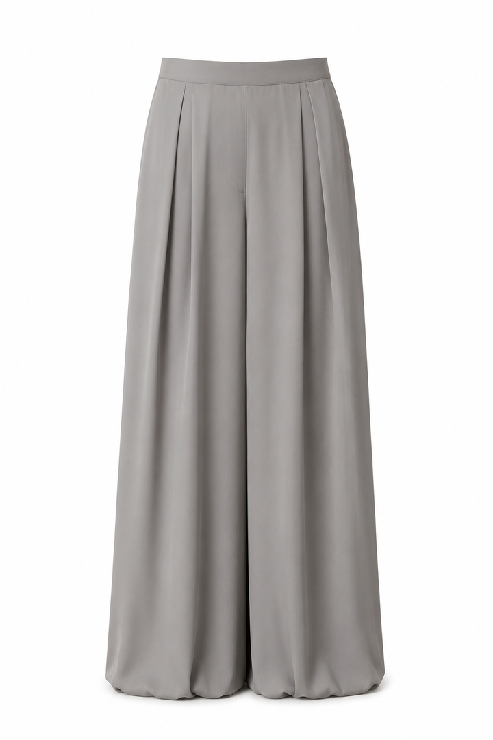 Gray wide-leg pants on a white background