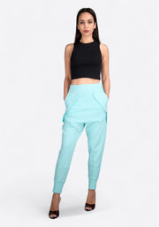 Front view of High Waist Tiffany Cargo Jogger on model, East Vibe
