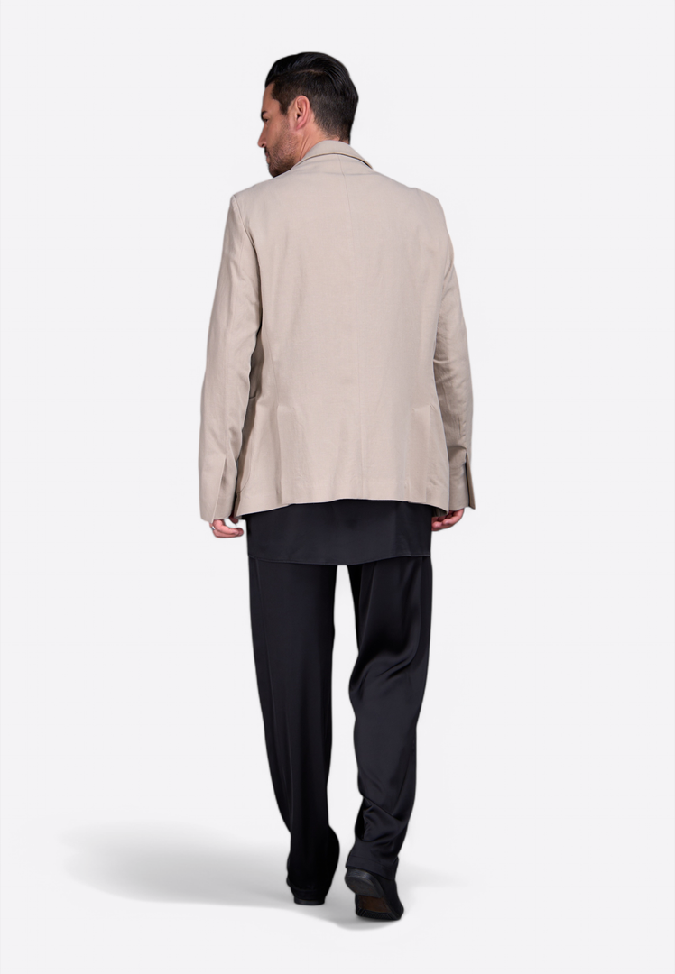Men Black Linen 100% Blazer - East Vibe