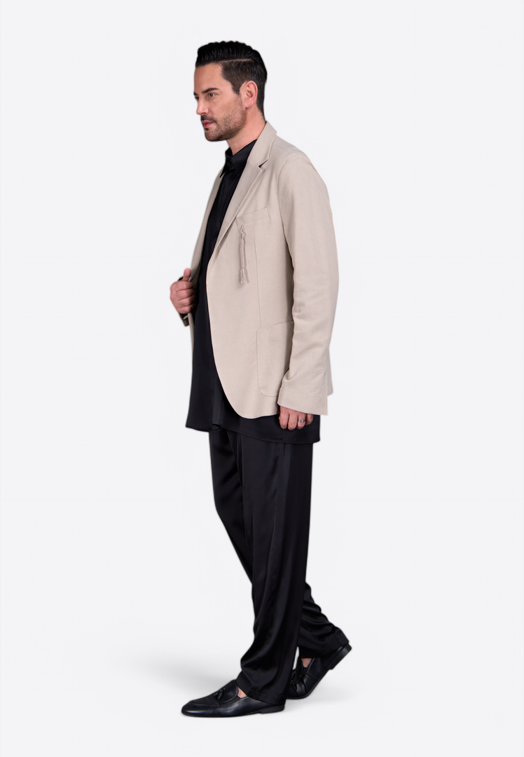 Men Black Linen 100% Blazer - East Vibe