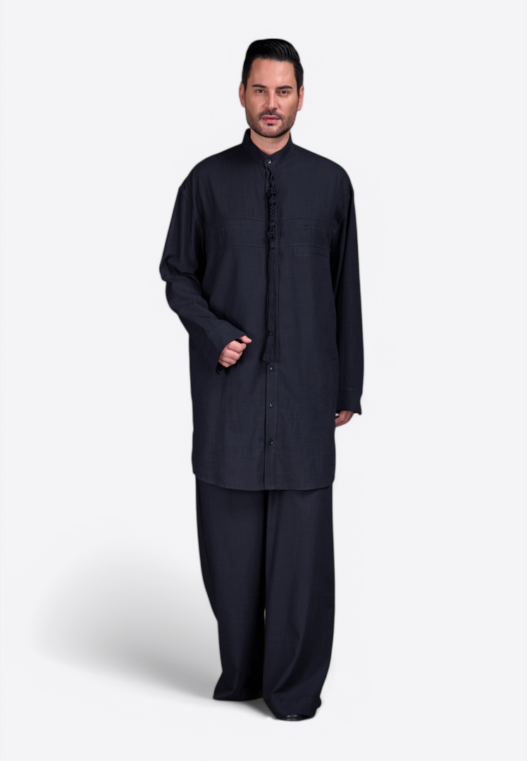 EMIRATES LIMITED Men Black Shirt Tassel 100% Cotton - East Vibe