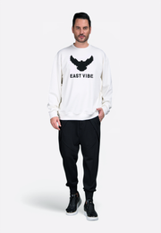 EV Monogram White Cotton Sweatshirt - East Vibe